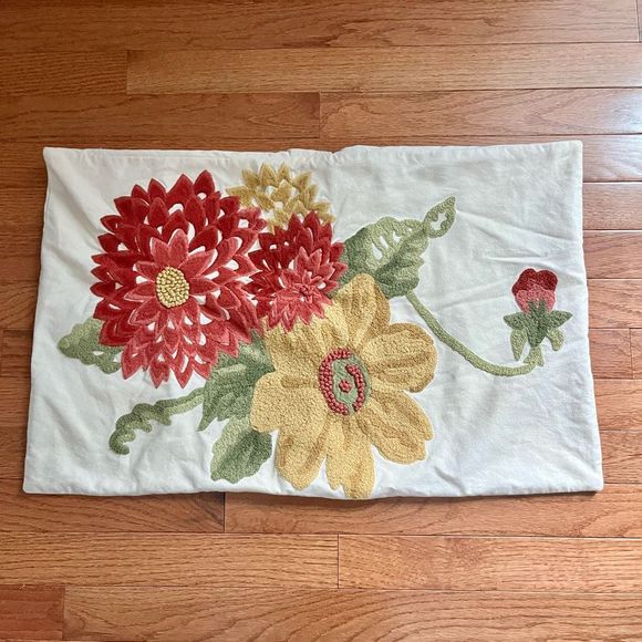 Pottery Barn Accents Pottery Barn Floral Embroidered Pillow Cover